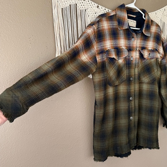 Free People Anneli Plaid Shirt Jacket textured longline thick D - Picture 5 of 13